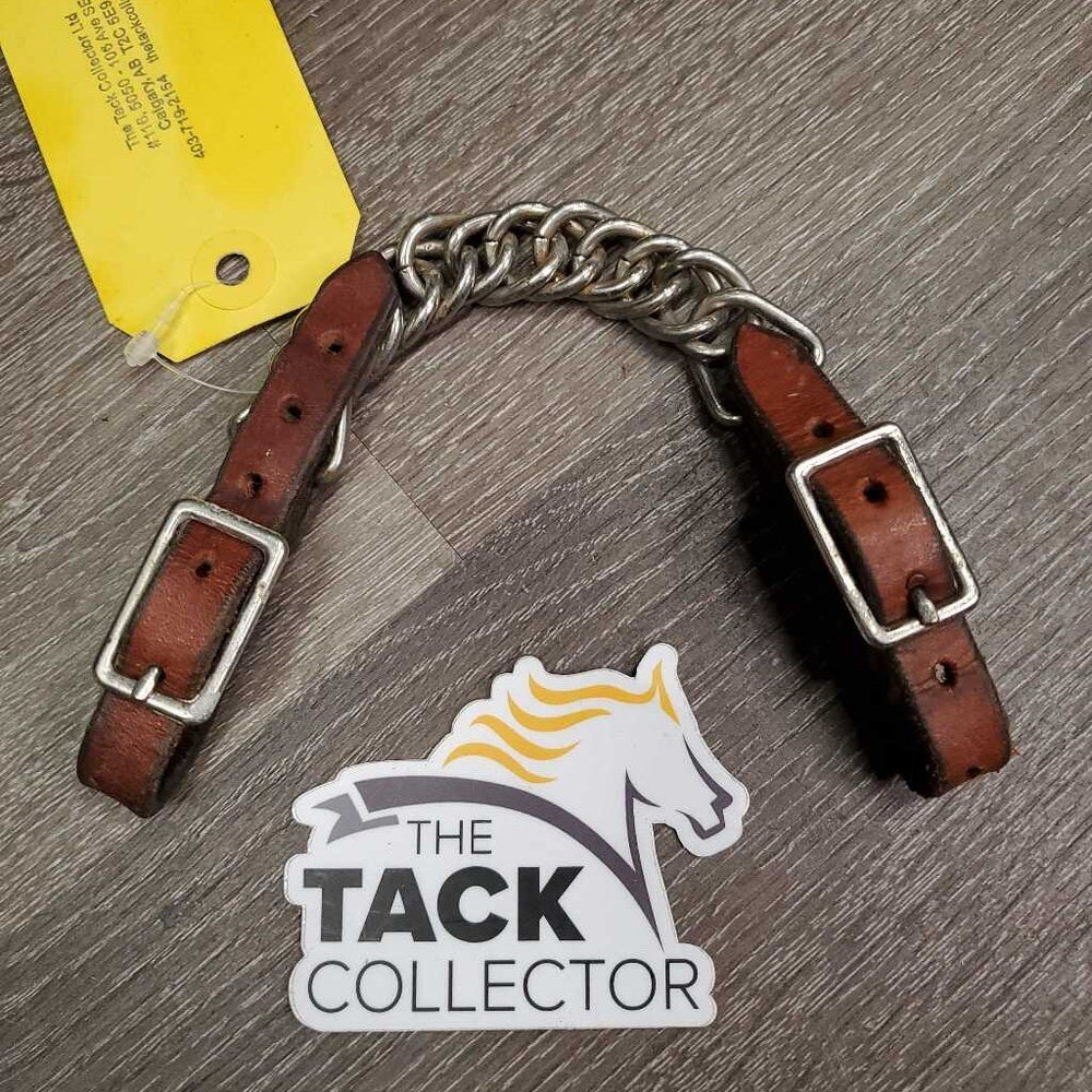 Narrow Leather & Chain Curb - Chin Strap, buckles *gc, clean, mnr stains, dents & scrapes