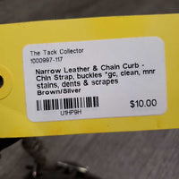 Narrow Leather & Chain Curb - Chin Strap, buckles *gc, clean, mnr stains, dents & scrapes
