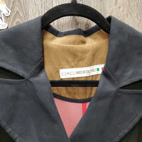 Dressage Shadbelly, Leather Panels, micro suede Collar *gc, tight button holes, dirty?dusty, older
