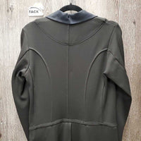Dressage Shadbelly, Leather Panels, micro suede Collar *gc, tight button holes, dirty?dusty, older
