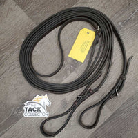 Pr Soft Leather Draw Reins, adjustable Buckle Loop Ends *vgc/gc, curled edge, mnr undone stitches, mnr rubs & scrapes
