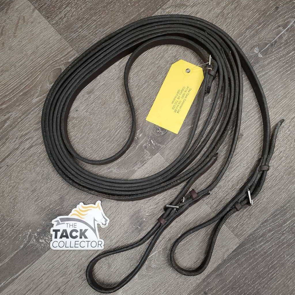Pr Soft Leather Draw Reins, adjustable Buckle Loop Ends *vgc/gc, curled edge, mnr undone stitches, mnr rubs & scrapes