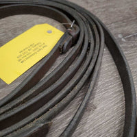 Pr Soft Leather Draw Reins, adjustable Buckle Loop Ends *vgc/gc, curled edge, mnr undone stitches, mnr rubs & scrapes
