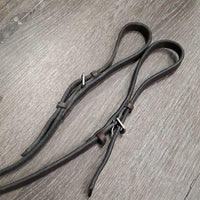Pr Soft Leather Draw Reins, adjustable Buckle Loop Ends *vgc/gc, curled edge, mnr undone stitches, mnr rubs & scrapes
