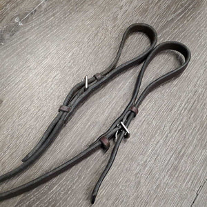 Pr Soft Leather Draw Reins, adjustable Buckle Loop Ends *vgc/gc, curled edge, mnr undone stitches, mnr rubs & scrapes
