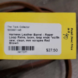 Harness Leather Barrel - Roper Loop Reins, laces, loop ends *xc/like new, clean, mnr scrapes