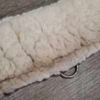 Nylon Web Fleece Lined Girth, 2x els, D Ring *gc/fair, clumpy, clean, dingy, elastic: puckered & stretched, folded edge
