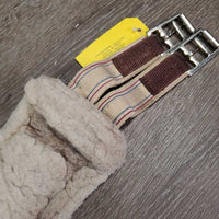 Nylon Web Fleece Lined Girth, 2x els, D Ring *gc/fair, clumpy, clean, dingy, elastic: puckered & stretched, folded edge