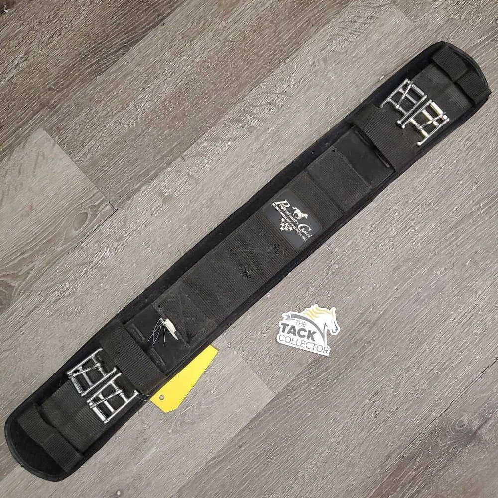 Nylon Web Dressage Girth, velcro neoprene liner, 2x els *gc, clean, dirty edges, residue, hairy, frayed tag