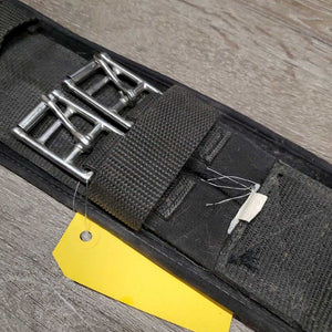 Nylon Web Dressage Girth, velcro neoprene liner, 2x els *gc, clean, dirty edges, residue, hairy, frayed tag
