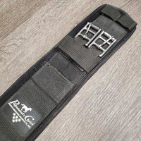 Nylon Web Dressage Girth, velcro neoprene liner, 2x els *gc, clean, dirty edges, residue, hairy, frayed tag
