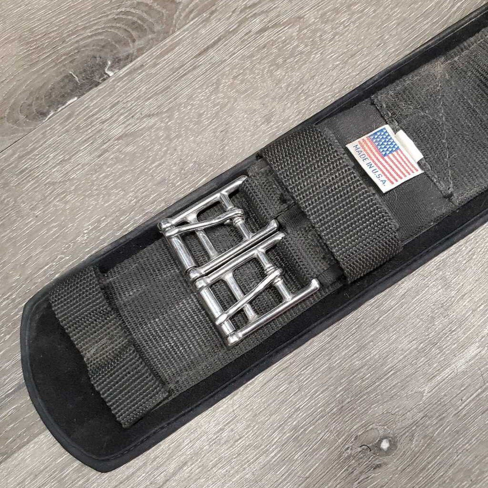 Nylon Web Dressage Girth, velcro neoprene liner, 2x els *vgc, clean, dirty edges, residue, hairy, frayed tag