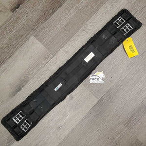 Cotton Web Fleece Lined Dressage Girth, 2x els, D ring *gc/fair, hairy, v.dirty, film, clumpy, flattened