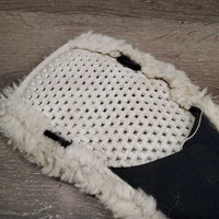 Anatomical Non Slip Neoprene & Sheepskin Girth Cover *fair/gc, cut top billets, hairy, clean, clumpy, dingy, snags, pills, hairy velcro