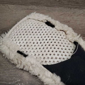 Anatomical Non Slip Neoprene & Sheepskin Girth Cover *fair/gc, cut top billets, hairy, clean, clumpy, dingy, snags, pills, hairy velcro