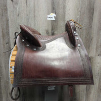 14 MW *5.5" F. Barrena & Hijus SRL Peruvian Saddle: Wood Stirrups, Latigo, Cinch, 2 Pads: Leather & Woven, Crupper, Tail Cover & Straps
