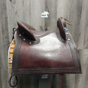14 MW *5.5" F. Barrena & Hijus SRL Peruvian Saddle: Wood Stirrups, Latigo, Cinch, 2 Pads: Leather & Woven, Crupper, Tail Cover & Straps