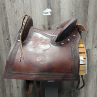 14 MW *5.5" F. Barrena & Hijus SRL Peruvian Saddle: Wood Stirrups, Latigo, Cinch, 2 Pads: Leather & Woven, Crupper, Tail Cover & Straps
