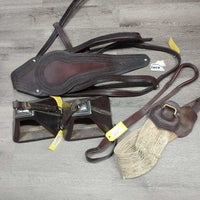 14 MW *5.5" F. Barrena & Hijus SRL Peruvian Saddle: Wood Stirrups, Latigo, Cinch, 2 Pads: Leather & Woven, Crupper, Tail Cover & Straps
