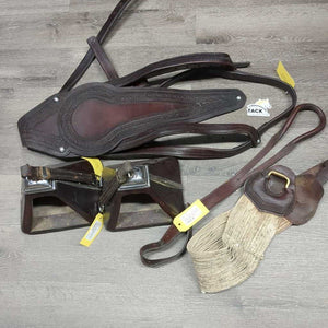 14 MW *5.5" F. Barrena & Hijus SRL Peruvian Saddle: Wood Stirrups, Latigo, Cinch, 2 Pads: Leather & Woven, Crupper, Tail Cover & Straps