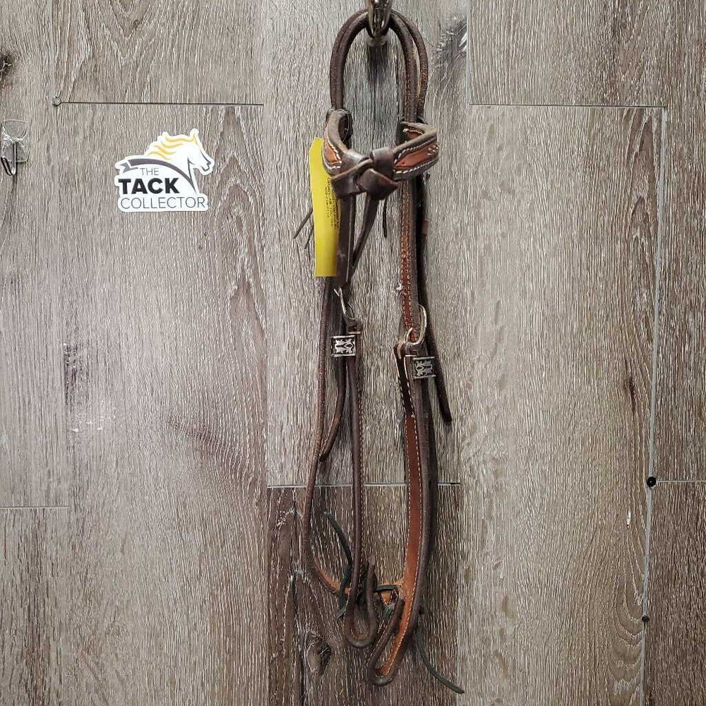 Double Stitched & Laced Headstall, Futurity Knot Browband, laces, Tooled Hardware *vgc/xc, clean, mnr scrapes, scratches & rubs, v.loose keeper
