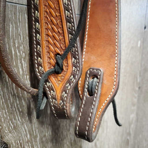 Double Stitched & Laced Headstall, Futurity Knot Browband, laces, Tooled Hardware *vgc/xc, clean, mnr scrapes, scratches & rubs, v.loose keeper