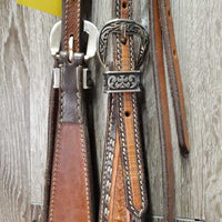 Double Stitched & Laced Headstall, Futurity Knot Browband, laces, Tooled Hardware *vgc/xc, clean, mnr scrapes, scratches & rubs, v.loose keeper