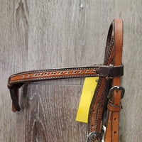 Double Stitched & Laced Headstall, Futurity Knot Browband, laces, Tooled Hardware *vgc/xc, clean, mnr scrapes, scratches & rubs, v.loose keeper