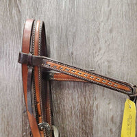 Double Stitched & Laced Headstall, Futurity Knot Browband, laces, Tooled Hardware *vgc/xc, clean, mnr scrapes, scratches & rubs, v.loose keeper
