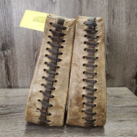 2 Wide Heavy Braided Western Stirrups, Rawhide Wrapped *gc, dirt, gunk, stains, rubs, rubs, scrapes, faded
