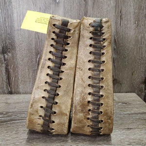 2 Wide Heavy Braided Western Stirrups, Rawhide Wrapped *gc, dirt, gunk, stains, rubs, rubs, scrapes, faded