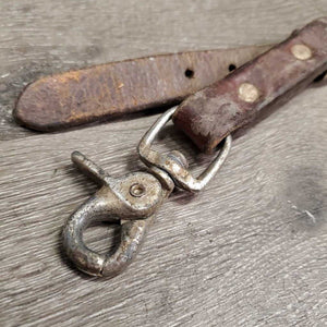 Narrow 1.5" Wide Tooled Leather Breastcollar, snap *gc/fair, older, dry, rubs, scrapes, dirty