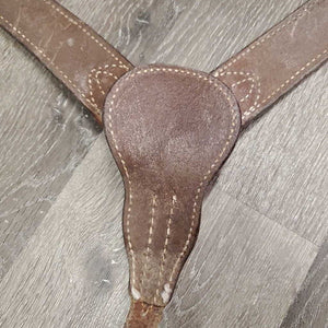Narrow 1.5" Wide Tooled Leather Breastcollar, snap *gc/fair, older, dry, rubs, scrapes, dirty