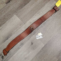 Flat 2.5" Leather Back Cinch, Center Buckle *gc, older, bent, rubs, scrapes, mnr dirt & stains
