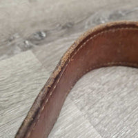 Flat 2.5" Leather Back Cinch, Center Buckle *gc, older, bent, rubs, scrapes, mnr dirt & stains

