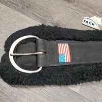 "WoolBack" Fleece & Nylon Cinch, 2 d rings *gc, clean, residue, hair, v.clumpy, rust