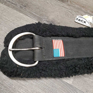 "WoolBack" Fleece & Nylon Cinch, 2 d rings *gc, clean, residue, hair, v.clumpy, rust