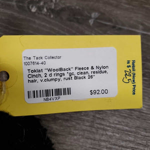 "WoolBack" Fleece & Nylon Cinch, 2 d rings *gc, clean, residue, hair, v.clumpy, rust