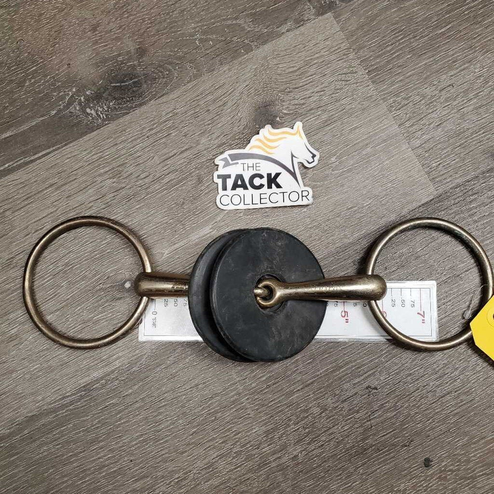 Hvy Med Loose Ring Snaffle Bit, 2 bit guards *gc/fair, v.scuffed & scratched, rubs, oxidized, clean? thick residue?