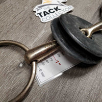 Hvy Med Loose Ring Snaffle Bit, 2 bit guards *gc/fair, v.scuffed & scratched, rubs, oxidized, clean? thick residue?
