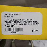 Hvy Lg Eggbutt Snaffle Bit *gc/fair, clean, stains, discolored, rubs, pitted, loose joints, older
