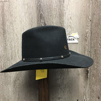 Felt Western Cowboy Hat, sewn in elastic chin strap, box *vgc, clean, stretched elastic, older, mnr sticker residue & hairy