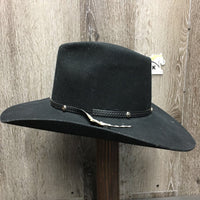 Felt Western Cowboy Hat, sewn in elastic chin strap, box *vgc, clean, stretched elastic, older, mnr sticker residue & hairy