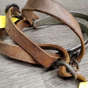 VINTAGE WW1 Military Rowel Spurs, 2 Piece Leather Spur Straps *gc, mnr rust, antique