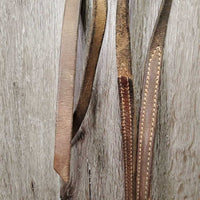 Thick Headstall, Noseband, LS Curb Bit, Hvy Split Reins *gc/fair, dry, stiff, rubs, stretched, older, dirty, rusty
