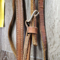 Thick Headstall, Noseband, LS Curb Bit, Hvy Split Reins *gc/fair, dry, stiff, rubs, stretched, older, dirty, rusty
