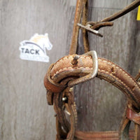 Thick Headstall, Noseband, LS Curb Bit, Hvy Split Reins *gc/fair, dry, stiff, rubs, stretched, older, dirty, rusty