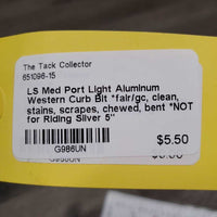 LS Med Port Light Aluminum Western Curb Bit *fair/gc, clean, stains, scrapes, chewed, bent *NOT for Riding
