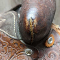 12" Western Saddle, 18" Cinch, Tapadero Stirrups, 2 Grey Nylon Straps (Latigos)
