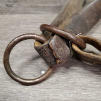 *NOT FOR USE - Decorative Only Leather Halter *fair, v.stiff, dry, cracked, older, wire repaired, unstitched
